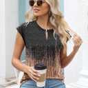 Kistore Women's Summer Casual V Neck Tank Tops Cap Sleeve Loose Fit Blouses Tunic Shirts (Medium, B-orang Background Gray Leopard)