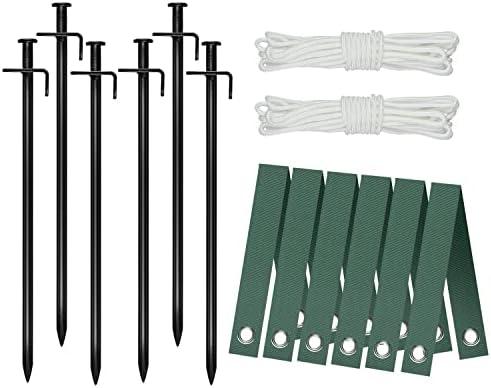 Heavy Duty Steel Tree Support Kit, Tree Stake Kit for Newly Planted Trees Against Bad Weather, Include 6 PCS Tree Straps for Staking, 6 PCS Tree Stakes and 2 PCS Rope of 31.2 FT for Anchoring (2)
