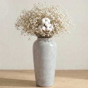 Ceramic Vase Home Decor, Vintage Vase, Wide Mouth Farmhouse vase (19”h-Vintage Grey)