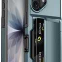 for iPhone 17 Case with Card Holder [Max 3-5 Cards] Heavy Duty Protective Shockproof Cases Dual Layer Hard PC Soft TPU Bumper Hidden Card Slot Wallet Case Cover for iPhone 17-Blue