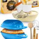 CRUSTLOVE Loaf Pan for Bread Baking - incl. Sourdough Bread-Baking Supplies like Banneton Bread-Proofing Basket - 2QT Enameled Oval Cast Iron Dutch Oven, Bread-Oven, Sour Dough Bread-Banking-Pan Tools (Blue)
