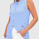 PRETTYGARDEN Women's 2026 Spring Sweater Vest Sleeveless Button Down Knit Cardigan Tank Tops Summer Business Casual Outfits (Blue, L)