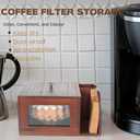 3 in 1 Coffee Filter Holder, Coffee Filters Storge Organizer with Lid for Home Kitchen Barista (Brown)