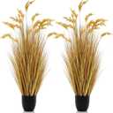 Jexine 2 Pcs Fall Artificial Rice Plants, 4 ft Tall
