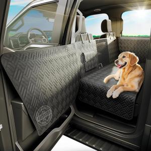 Dog Car Seat Cover for Back Seat, Hard Bottom Back Seat Cover for Full-Size Trucks/SUV - Patented Design, Waterproof Dog Hammock, Support 400lbs