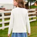 Haloumoning Girls Long Sleeve Tees Kids Casual Crewneck Pleated T Shirts Cute Fall Tops 5-14 Years (White)