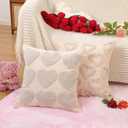 Valentines Pillow Covers 16x16 inch Set of 2 Valentines Day Decorations Beige Hearts Decorative Throw Pillow Covers for Bedroom Sofa Holiday Festivals Home Decor