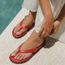 Flip Flops for Women Comfortable Slip on Open Toe Thong Sandals Casual Summer Dress Flats Sandal Shoes. (Red, Us 8.5)