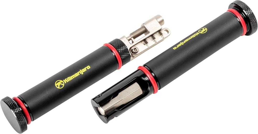 Kilimanjaro Handlebar-Fitting Bicycle Tool Kit  Compact Bike Repair Set with Chain Tool, Spoke Wrench, Tire Plugs, Hex, Torx & Phillips Bits  Barend Storage Handles  910531ECE Kilimanjaro Handlebar-Fitting Bicycle Tool Kit  Compact Bike Repair Set with Chain Tool, Spoke Wrench, Tire Plugs, Hex, Torx & Phillips Bits  Barend Storage Handles  910531ECE