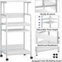 Arbuxzuy 4-Tier Printer Stand with Storage Shelf, Mobile Printer Table for Home Office, Adjustable Stand for Printer, Scanner, Fax (White)