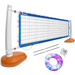 Reinforced Anti-UV Replacement Pool Volleyball Net (Net Only) with Scoring Clamps, 15-29 ft Adjustable Length - Easy Set Up and Long Lasting (Dark Blue with Light)