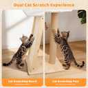 31.5" Cat Scratching Post, 3-in-1 Multifunctional Natural Pine Wood Cat Furniture, Tall Scratch Posts with Perch & Scratcher, Boxed with Hanging Bell Toy, Large
