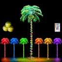7 FT Color Changing LED Palm Tree with Coconuts, Remote Control - for Pool, Beach, Yard, Party Decor