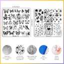 Biutee Nail Stamping Kit 15Pcs Nail Art Stamping Plate Set 8 Colors Nail Stamping Gel Polish, Nail Stamper and Scraper with Storage Bag, Nail Stamper Kit Flower Leaves Star Template Design