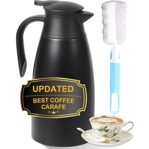 70oz Thermal Coffee Carafe for keeping hot,Updated Carafes for hot liquid, Stainless Steel Insulated Thermal Pot for Coffee, Hot Water,Keep Hot 12 Hours (Black 2.1 L)