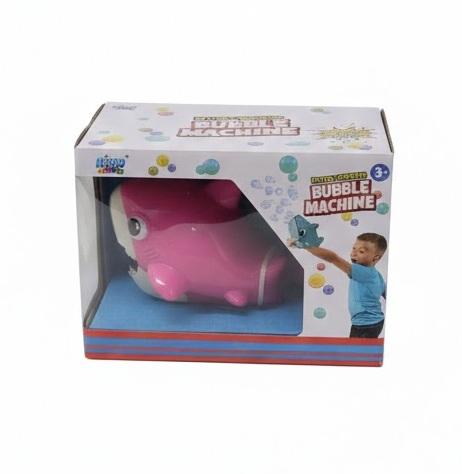Misco Toys Battery-Operated Shark Bubble Machine, Pink