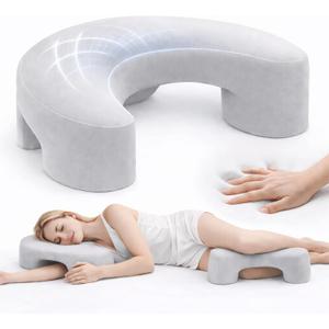 Side Sleeper Pillow with Arm Hole, Memory Foam Shoulder Pillow for Adults, Open Arm Channel Design, Ergonomic Neck, Shoulder & Arm Support for Left or Right Side Sleeping, Light Gray