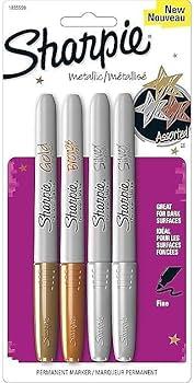 Sharpie - Fine Point Metallic Permanent Markers - Silver/Gold/Bronze (1-Pack of 4)