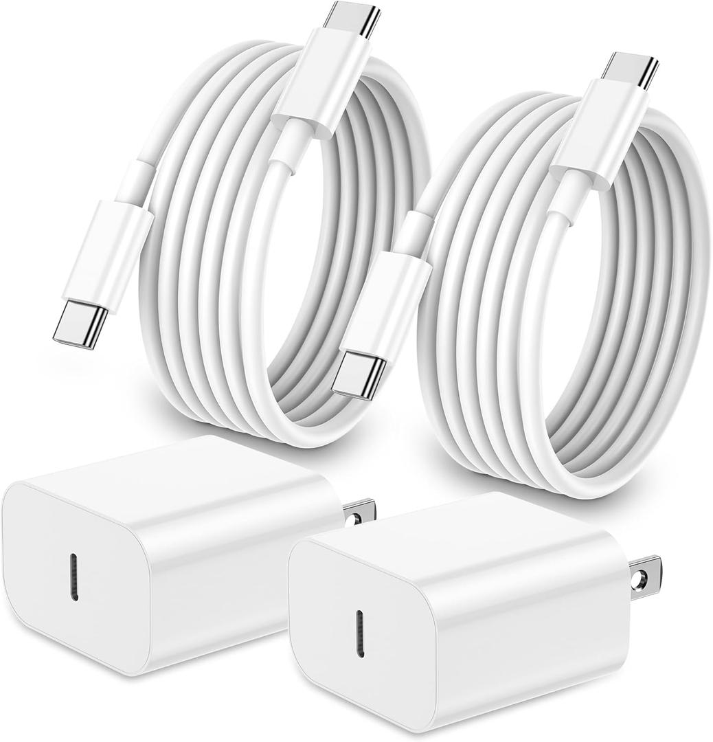 iPhone 17 16 15 Charger Fast Charging,2Pack 20W Apple iPad USB C Wall Charger Block with 6FT USB C to C Cable for iPhone 17/Pro/Pro Max/17 Air/ 16/16 Pro/16 Pro Max/15/Plus/Pro/Pro Max (White)