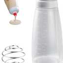 Pancake Batter Dispenser with Blender Balls,33 Oz Pancake Mixer Bottle, Batter Mixer, Kitchen Batter Squeezer Bottle with Graduated Lines and Sturdy Base for Cupcakes, Crepes, Muffins, Pancakes
