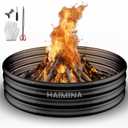 36 Inch Fire Pit Ring, Heavy Duty Large Fire Pit Ring for Outside Wood Burning, Fire Pits Rings with High-Temperature Coating for Backyard, Bonfire, Camping, Beach (3x3 FT)