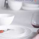 7.5 inch Ribbed Salad Appetizer Plate Set of 6, Opal Glass Round Small White Plates for Dessert, Kitchen, Dishwasher and Microwave Safe