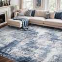 6x9 Ft Large Area Rugs for Living Room, Soft Non-Slip Washable Rugs Modern Abstract Pattern Carpet for Bedroom Indoor Floor Nursery Home Decor (Blue)