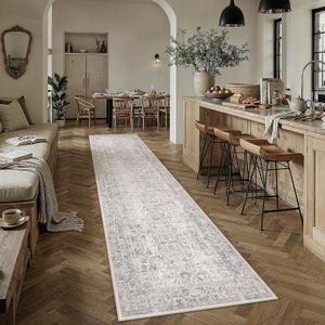 Gray Runner Rug 3x14 Vintage Floral