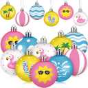 HyDren 40 Pcs Summer Tree Ornaments Spring Summer Hanging Tree Decorations Coconut Dot Wave Stripe Flamingo Ornaments Tropical Party Decor for Home Luau Holiday Decorative Supplies