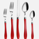 HOFTEN 20 Piece Stainless Steel Color Handle Flatware Red Silverware Set