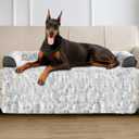 Calming Extra Large Dog Bed for Couch, 53 x 39.3 inch Removable Couch Cover for Dogs Washable, Non-Slip Fluffy Plush Dog Sofa Mat for Furniture Protector - Grey
