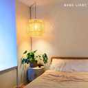 QIYIZM Plug in Pendant Light Hanging Lights with Plug in Cord Hanging Lamp Boho Rattan Dimmable Wicker Bamboo Woven Shade Hemp Rope Ceiling Light Fixture for Living Room Bedroom Kitchen