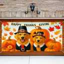 Thanksgiving Garage Door Banner 13x6ft Golden Retrievers Pumpkins Theme Backdrop SeasonalDecor Fall Door Cover Banners for Outside Garage Wall Covering for Party Garage Decorations