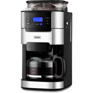 Gevi 10-Cup Drip Coffee Maker with Built-in Grinder, Programmable Brew Coffee Machine with Timer, Reusable Filter, 1.5L Water Tank, Coffee Pot, Warming Plate Burr Grinder Combo