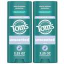 Tom's of Maine Unscented Aluminum Free Natural Deodorant For Women & Men | Goes on Clear | Odor & Wetness Protection | Naturally Derived and Moisture-Locking Ingredients | 3.25 oz (2 Pack)