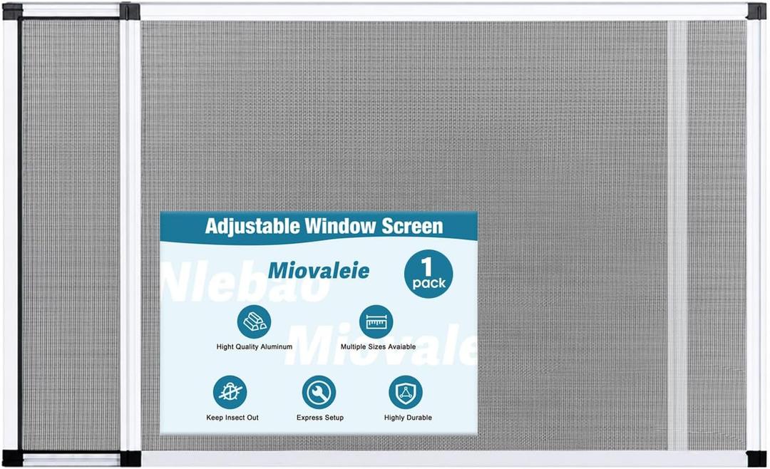 Expandable Window Screen, Adjustable Window Screen (18" H x 25" - 49" W), 1 Pack【18" H x 25" - 49" W】