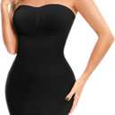Strapless Shapewear Slips for Tummy Control Womens Full Slip Under Dresses Body Shaper Seamless (Medium, Black)