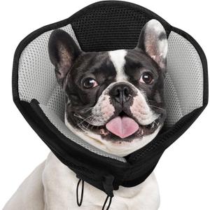 AOFITEE Dog Cone - Soft Cones Dog After Surgery, Comfy Cones for Dogs to Stop Licking, Adjustable Small Dogs Cone Collar for Wound Healing, Elizabethan Pet E-Collar, Black Small
