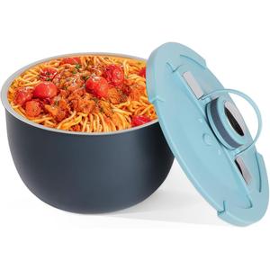 Double-Walled Stainless Steel Insulated Serving Bowl with Leak - Proof Lid - Insulated Casserole Dish - Keeps Food Warm and Cold for Hours - Perfect for Holidays, Parties, Camping - (5QT, Blue)