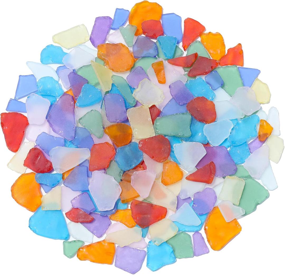 Sea Glass for Crafts - 34oz Colorful Frosted Seaglass Pieces - Vase Filler and Aquarium Ornament, DIY Craft Supplies for Art, Beach Weddings, and Home Decor (Rainbow)