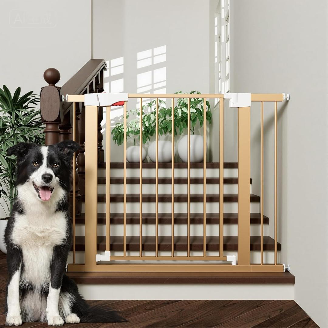 FreeStanding Portable Auto Close Pet Gate | Pressure Mounted Dog Gate for Doorways & Stairs, Walk-Through Door, Tool-Free Installation H 30"x W 28"