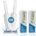 Powerstone Pumice Stone Toilet Bowl Cleaner with Handle (2-pack) - A Solution for Hard Water Stains on Toilets, Grills, Tiles, Grout & Pools