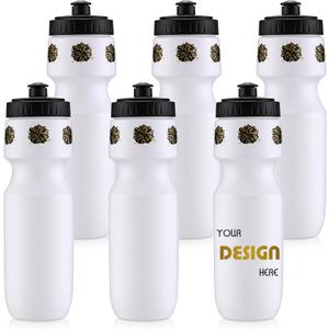 Talltalk 6 Pack Cheerleader Gift Bulk Cheer Water Bottles Cheerleading Plastic Squeeze Sports Tumbler Cups with Pull Top Cap Reusable for Cheer Sports Party Favors Team Gifts Bags Fillers(Black Gold)