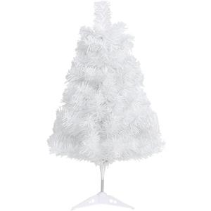 CCINEE 2Ft Artificial Christmas Tree, White Mini Tabletop Xmas Tree with Plastic Stand 80 Branches Tips for Christmas Party Supplies Home Indoor Decoration