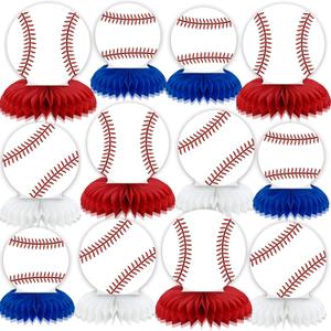 12PCS Baseball Birthday Party Decorations Baseball Honeycomb Centerpieces Sports Themed Party Decorations Baseball Table Topper Baseball Centerpieces for Table Sport Birthday Baby Shower Supplies