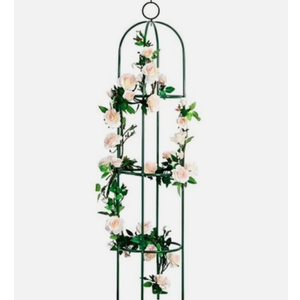 Tower Obelisk Garden Trellis 100% Metal 6.3 Feet Tall Plant Support for Climbing Vines and Flowers Stands,Black Green Lightweight Plant Tower