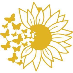 Heoclao Sunflower Metal Wall Art, Gold Sunflower Wall Decor, Metal Floral Wall Sculpture for Home Office Garden Outdoor