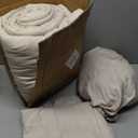 MUXHOMO 7 Pieces Queen Comforter Set, Soft Bed in a Bag Queen Size, All Season Bedding Set with Comforter, Flat Sheet, Fitted Sheet, Pillowcases & Shams, Beige