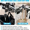 Clda1evel Multifunctional Motorcycle Helmet Lock, Helmet Hook for 7/8" (22mm) Handlebar, Motorcycle Flag Pole, Retractable Line Remover, Anti Theft Security Lock for Motorbike, Dirt Bike, Scooter