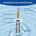 2 x Bathroom Sink Stopper with Hair Catcher, Universal Pop-Up Drain Strainer for 1.1"2.36" US Standard Sink Drain Hole, Anti-Clog Basin Stopper with Removable Stainless Steel Strainer Basket (Cross Bore)